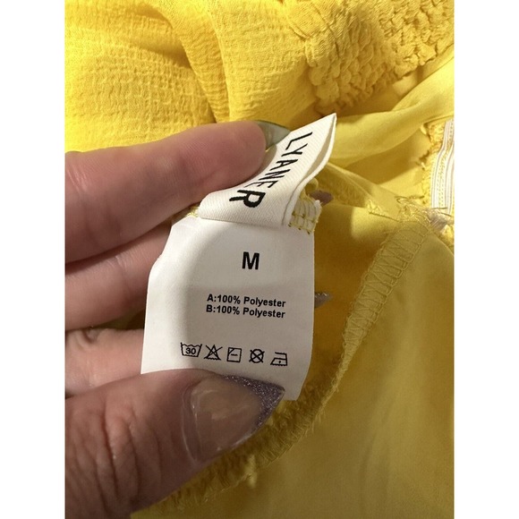 LYANER Women's Halter Neck Cutout Backless Sleeveless Romper M Yellow‎ - Picture 7 of 8